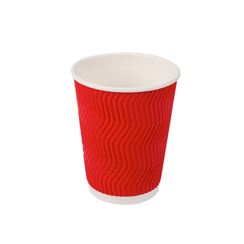 Pahare de hârtie ondulată biodegradabilă de unică folosință de 12 oz